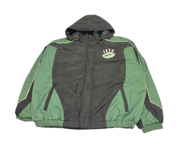 NY Jets NFL Jacket Mens XXL Green Full Zip Polyester Hooded