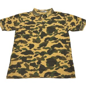 RARE VINTAGE A Bathing Ape BAPE MENS POLO T SHIRT GREEN ABC CAMO JAPAN - XL