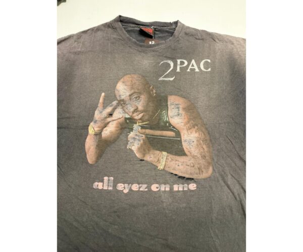 Tupac Tee Shirt 2pac Black Rap All Eyez Death Row Records Y2K 2000's Men - Image 3