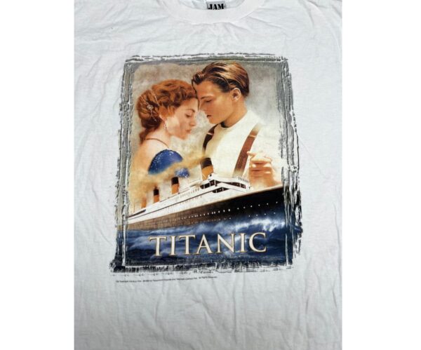 Titanic Movie Rare Shirt 90s Leonardo DiCaprio White One Size Fits All - Image 4