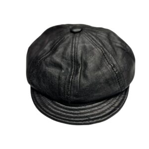 New York Hat Co Lambskin Spitfire Leather Black Size L Made in USA