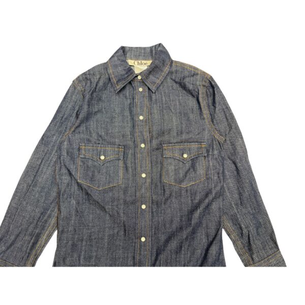 Chloe Size T 34 Womens Navy Blue Denim Jeans Midi Dress Made in France - Image 3