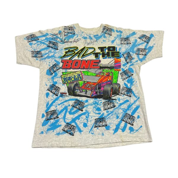 RARE FIND! 1992 World of Outlaws "Bad to the Bone" SIGNED Event Tee - NOS! XL