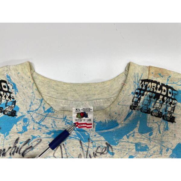 RARE FIND! 1992 World of Outlaws "Bad to the Bone" SIGNED Event Tee - NOS! XL - Image 3