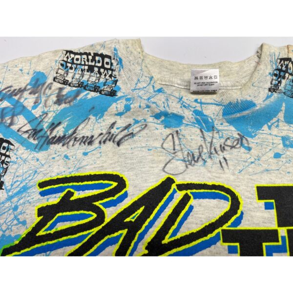 RARE FIND! 1992 World of Outlaws "Bad to the Bone" SIGNED Event Tee - NOS! XL - Image 7