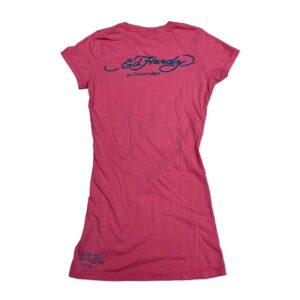 Ed Hardy by Christian Audigier T-Shirt Size S - Skull with Pink Heart & Flower