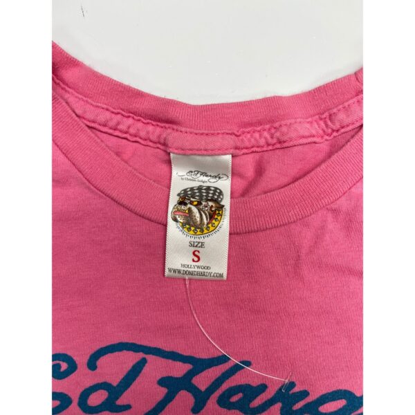 Ed Hardy by Christian Audigier T-Shirt Size S - Skull with Pink Heart & Flower - Image 3