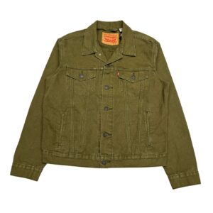 Rare Levi's Olive Green Denim Trucker Jacket - Size M