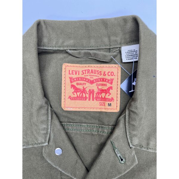 Rare Levi's Olive Green Denim Trucker Jacket - Size M - Image 3