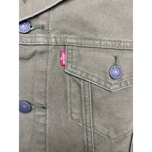 Rare Levi's Olive Green Denim Trucker Jacket - Size M - Image 4