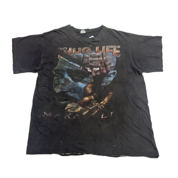 90s Tupac Shakur Bootleg Memorial Rap T-Shirt - Thug Life 2Pac Size 2XL