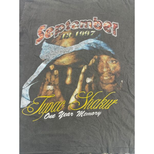 90s Tupac Shakur Bootleg Memorial Rap T-Shirt - Thug Life 2Pac Size 2XL - Image 3