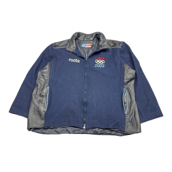 2002 Team USA Olympics Roots Official Outfitter Leather Wool Jacket 2XL
