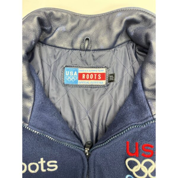 2002 Team USA Olympics Roots Official Outfitter Leather Wool Jacket 2XL - Image 3