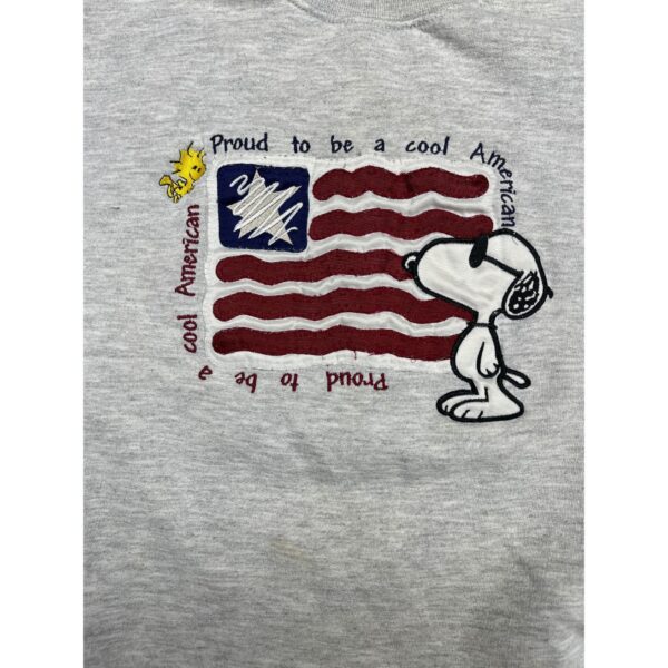 Peanuts Collection Snoopy & Woodstock US Flag Crewneck Sweatshirt Size M - Image 3
