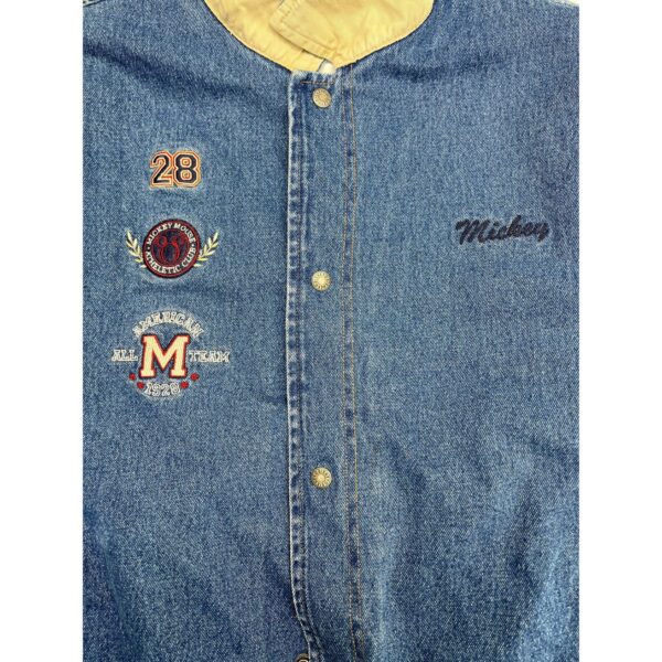Disney Store Men's Blue Denim Mickey Varsity Bomber Jacket Size L - Image 3