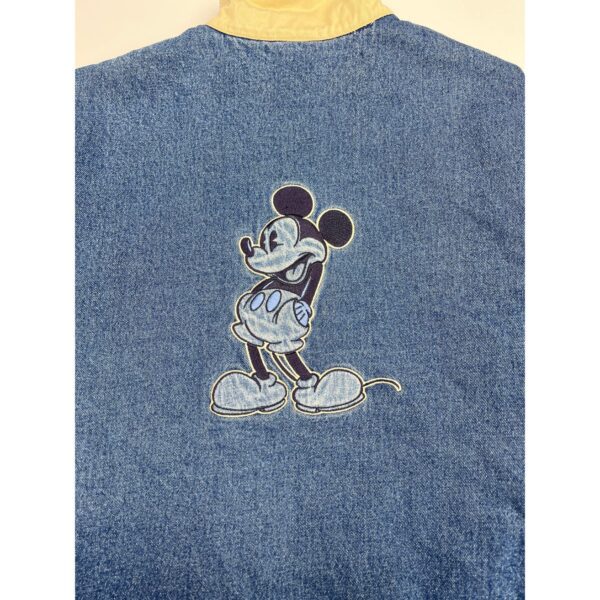 Disney Store Men's Blue Denim Mickey Varsity Bomber Jacket Size L - Image 5