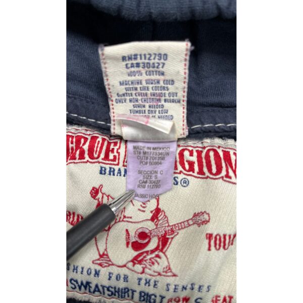 TRUE RELIGION Rare Vintage Y2K Blue Hoodie Women's Size S Sashiko Stitch Zip up - Image 5