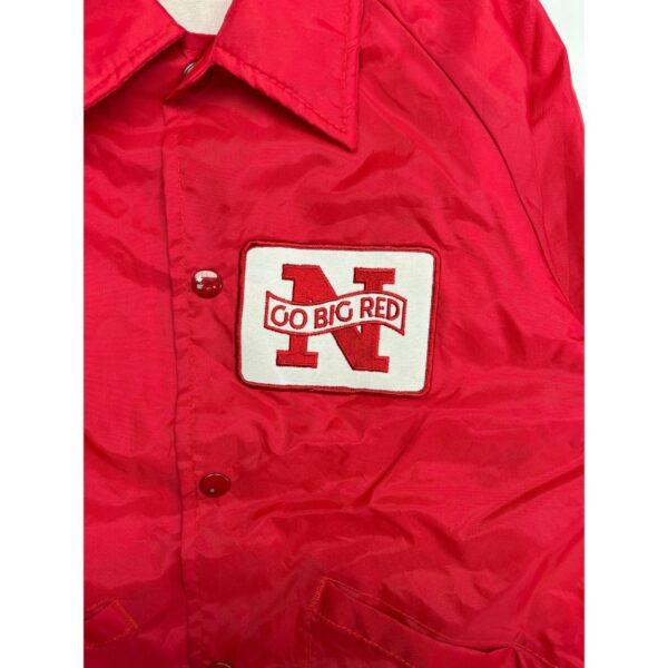 RARE 80s Nebraska Velva Sheen "Go Big Red" Nylon Button Up Youth Jacket - Image 4