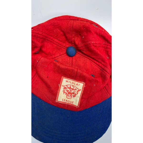 SUPER RARE 1970s Vintage Wildcat League Wool Baseball Cap | Red & Blue | Medium - Image 4