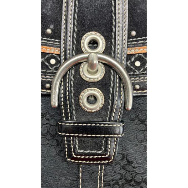 Vintage Y2K Coach Soho Black Jacquard Suede & Leather Shoulder Bag F11405 - Image 5