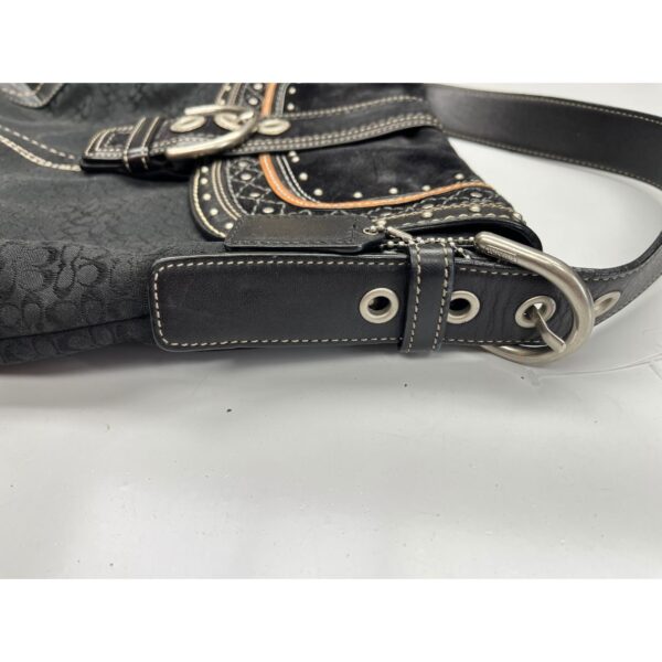 Vintage Y2K Coach Soho Black Jacquard Suede & Leather Shoulder Bag F11405 - Image 6