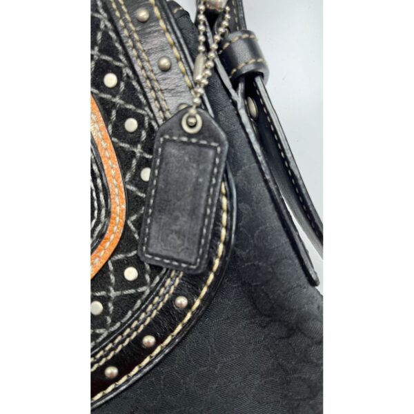 Vintage Y2K Coach Soho Black Jacquard Suede & Leather Shoulder Bag F11405 - Image 7