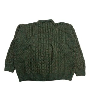Vintage Heavy Honeycomb Irish Aran Sweater - 100% Wool Crew Neck - Size Large