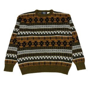 VTG Knights Bridge Wool Sweater - Geometric 90s England - Coogi-Style - Size XL