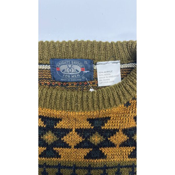 VTG Knights Bridge Wool Sweater - Geometric 90s England - Coogi-Style - Size XL - Image 3