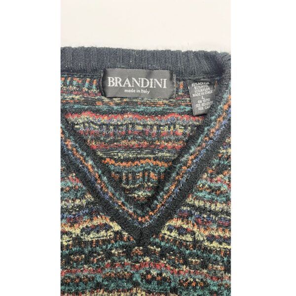 Brandini Vintage Knit Geometric Wool Sweater - Men's Size Large - Made in Italy - Image 3