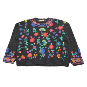 Vintage 1980s Carole Hanson Floral Sweater