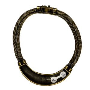 Vintage Runway Monet 1980s Abstract Woven Mesh Collar Necklace Bold Antique