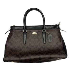 COACH Black/Brown Signature Coated Canvas Morgan Tote bag