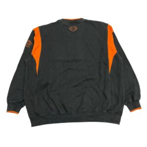 Vintage Harley Davidson Pullover Sweatshirt - Black Orange Embroidered - Size XL