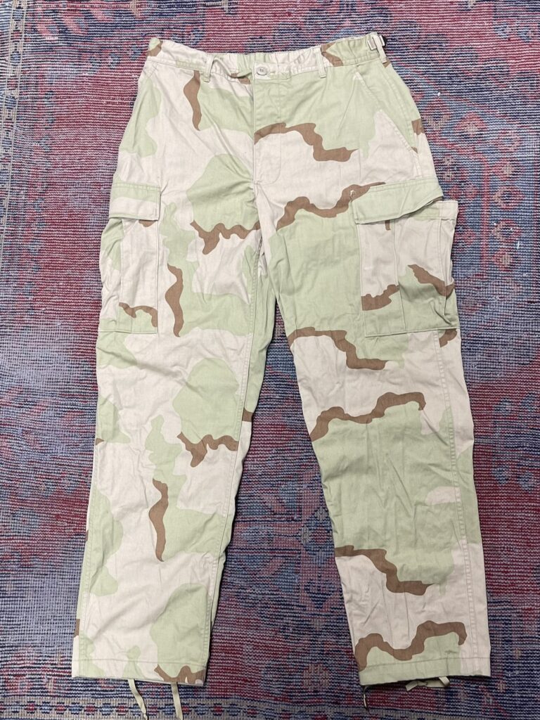 Light sand Desert Storm camo cargo pants with drawstrings