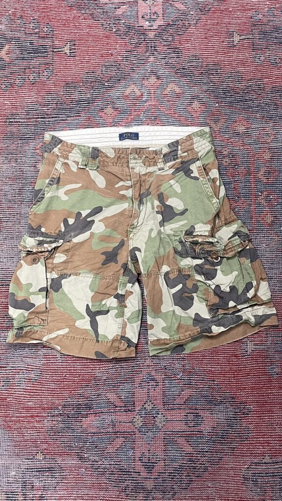 Polo Ralph Lauren cargo shorts in green-brown camo pattern