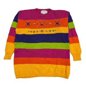 Vintage 1990s Santoria Striped Tunic Length Pullover Sweater - Size S