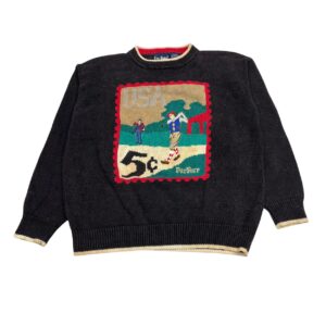 Vintage 90s Par Four Golf Sweater Mens Black USA Stamp Cotton Embroidered XL