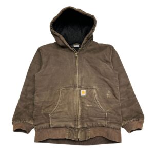 Vintage 1990s Carhartt Hooded full zip Work Jacket - Chocolate Brown - Size L
