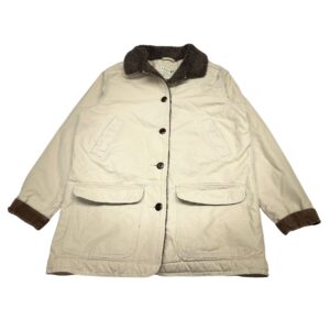 Vintage LL Bean Chore Jacket Womens Tan Barn Coat Corduroy Collar Size M