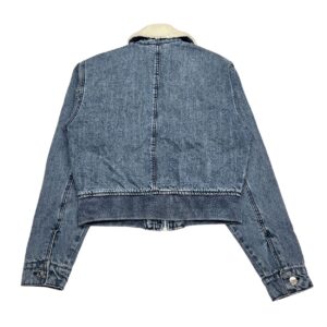 Women’s Juicy Couture Y2K Blue Jean Sherpa Collared Zip Up Jacket Size L