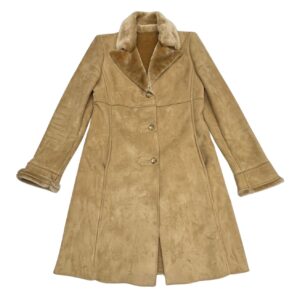 Women's Murano Faux Suede Button-Up Longline Coat - size S