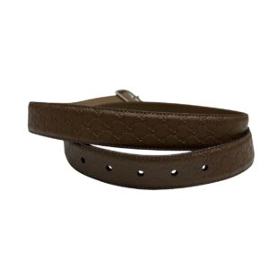 Authentic Gucci Brown Micro-Guccissima Leather Belt with Silver Buckle