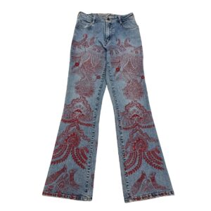Parasuco Extreme Fit Denim Jeans - Red Henna Print All Over Blue - Size 28
