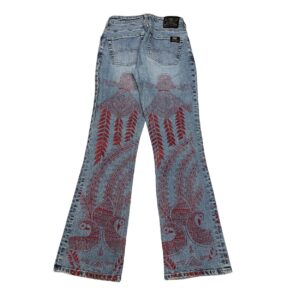 Parasuco Extreme Fit Denim Jeans - Red Henna Print All Over Blue - Size 28