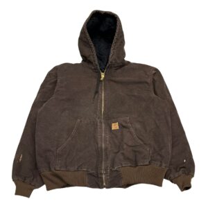 Carhartt J130 Sandstone Duck Active Jacket - Dark Brown Quilted Flannel Lined XL