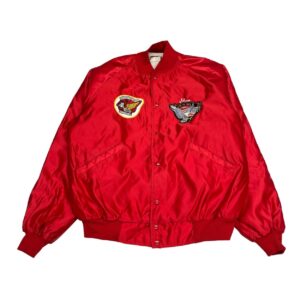 Vintage Gold Wing Motorcycle Biker Jacket Satin Red - Men's 2XL