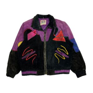80s Adler Colorful Genuine Leather Bomber Jacket - Size M