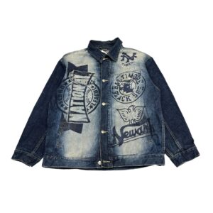 Vintage 90s Negro Leagues Baseball Logo Denim Jacket - Size L